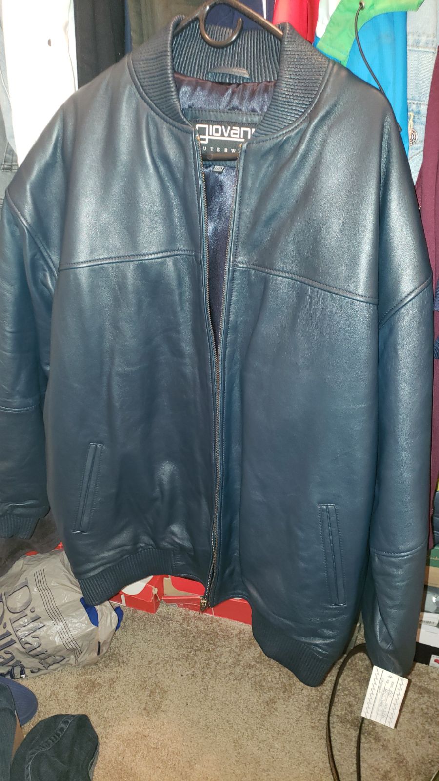 3x NAVY BLUE LEATHER JACKET