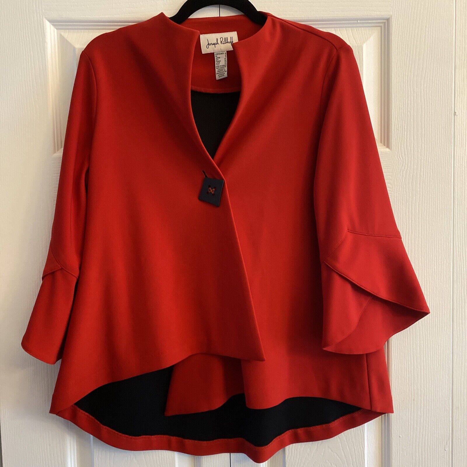 Joseph Ribkoff Women's Red Ponte Asymmetrical Swing Jacket Blazer Size 6