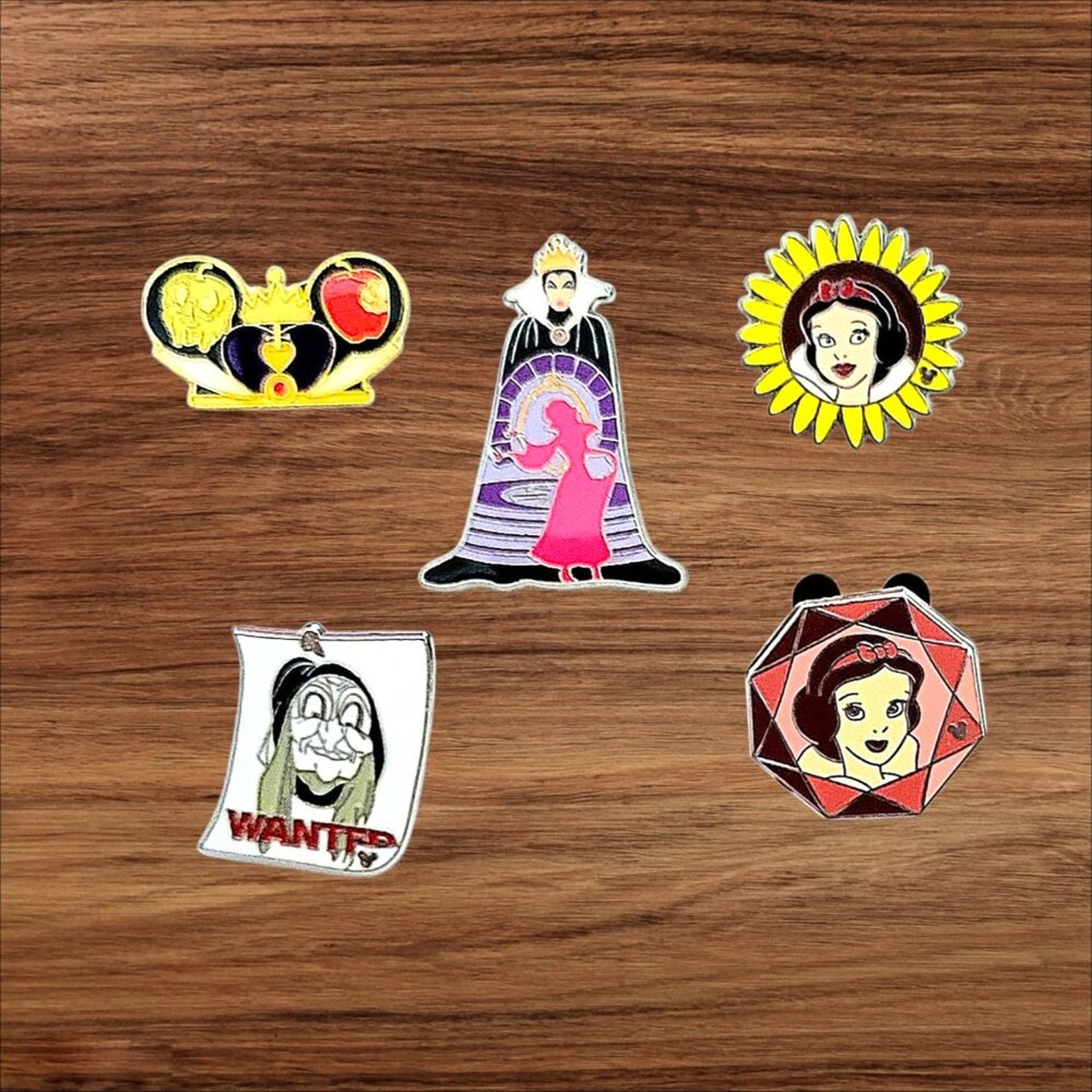 5 Snow White Disney Parks Trading Pins, Plus 2 Bonus Pins