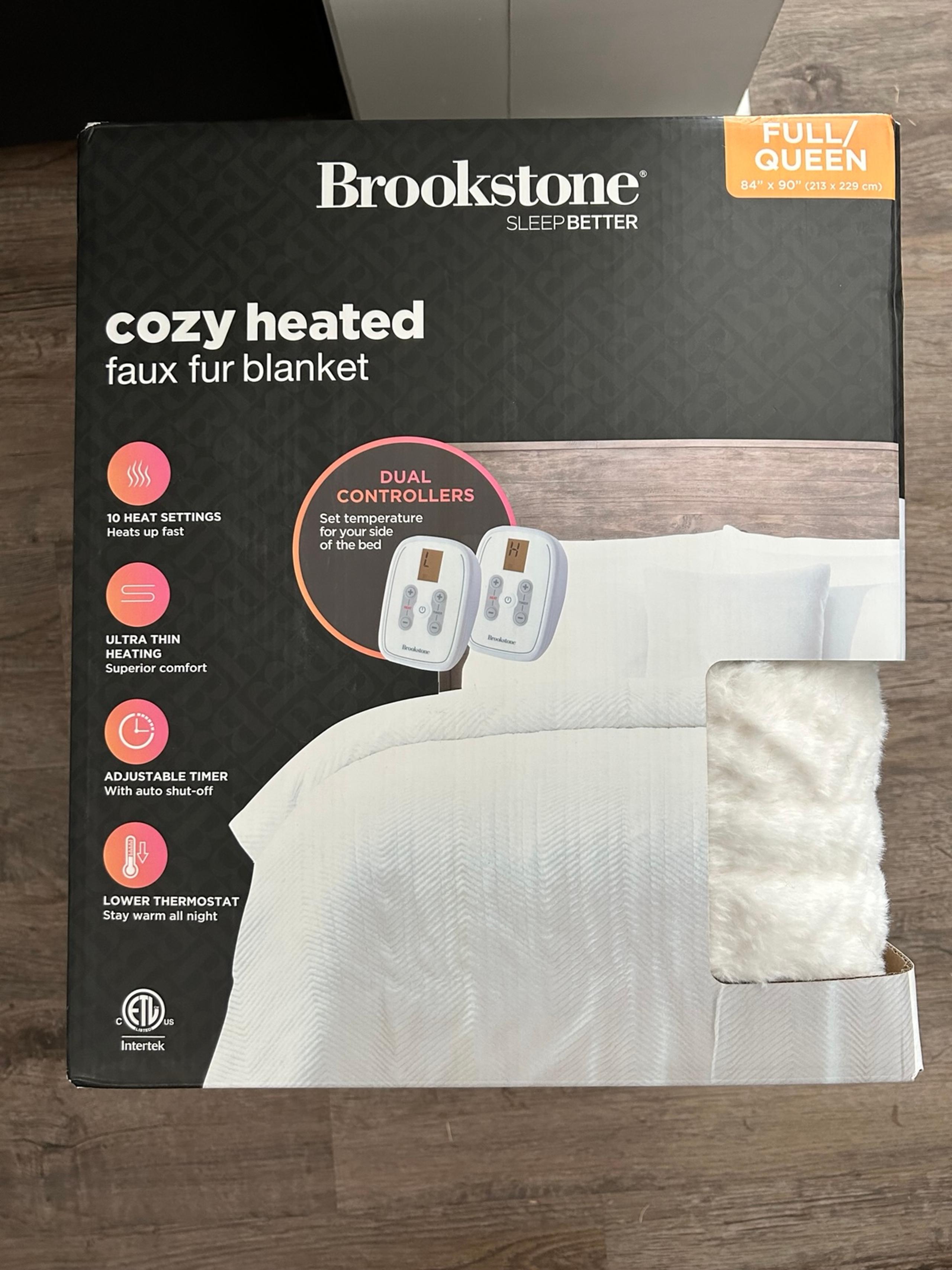 FREE SHIPPING Brookstone Heated faux fur blanket- Full/Queen