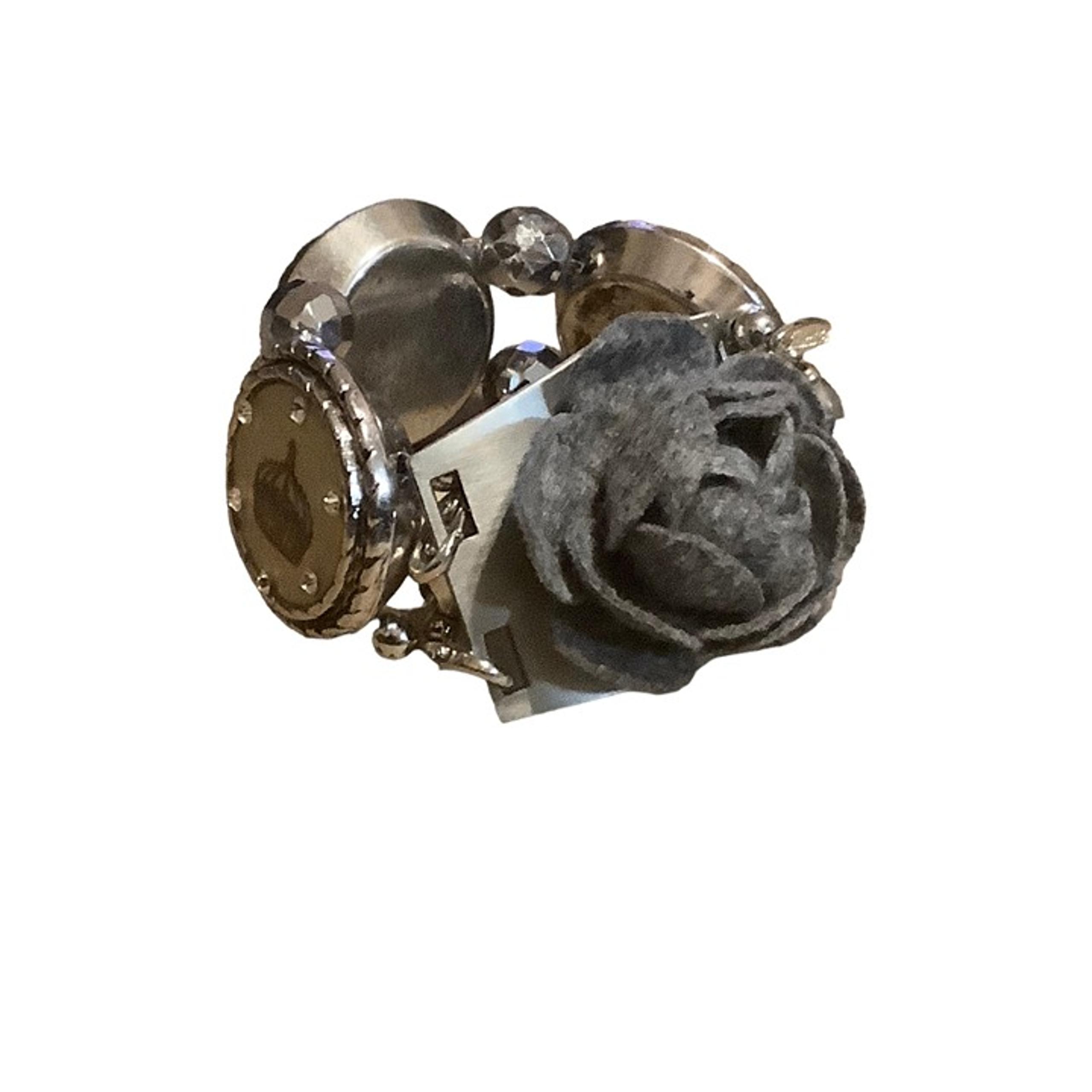 Signed Bumbles Chunky Thick Bracelet French Paris France Crown Royalty Victorian
