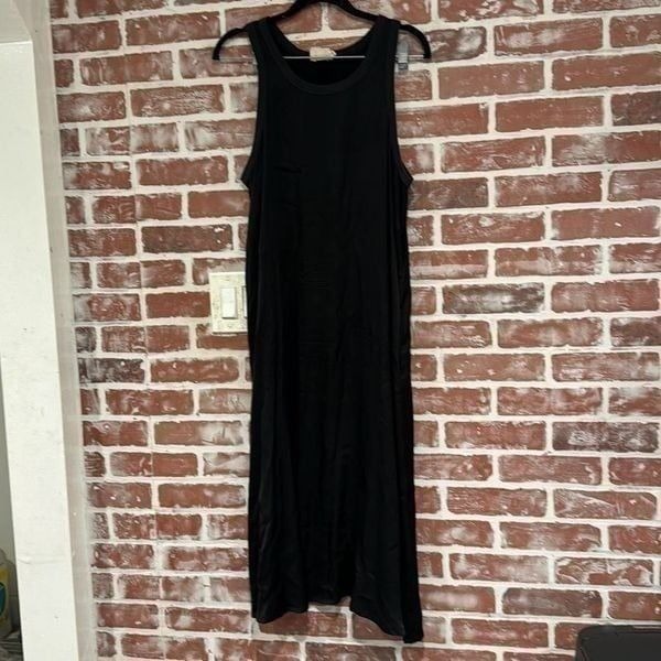 NATION LTD Womens Black Satin Tank Piper Midi Dress Size M GUC