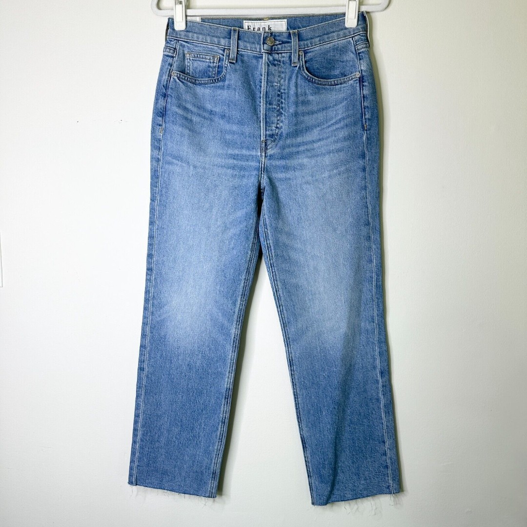 FRANK & EILEEN Jeans Women 28 Monaghan Mom High Rise Straight Button Fly Raw Hem