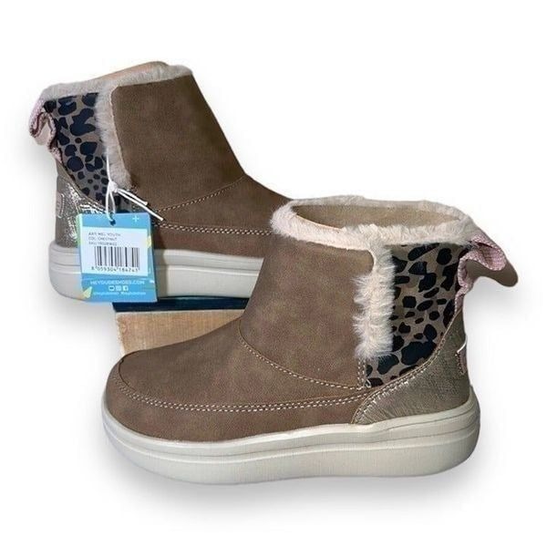 Hey Dude Mel Casual Shoes Chestnut Leopard Youth 12