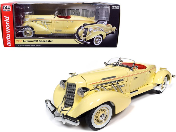 1935 Auburn 851 Speedster Cream with Red Interior 1/18 Diecast Model Car by Auto