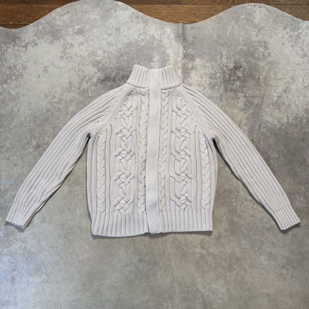 Banana Republic Sweater Womens XL Cream Cable Knit Fisherman Ribbed Cardigan