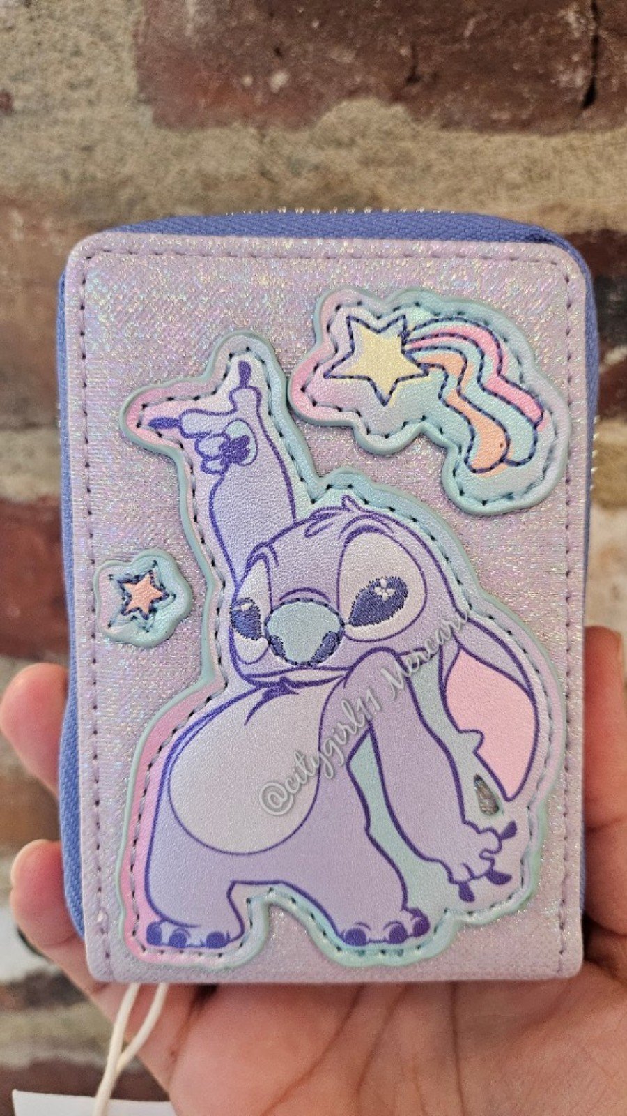 NEW Loungefly mini accordion wallet Stitch purple Disney World unisex card holde