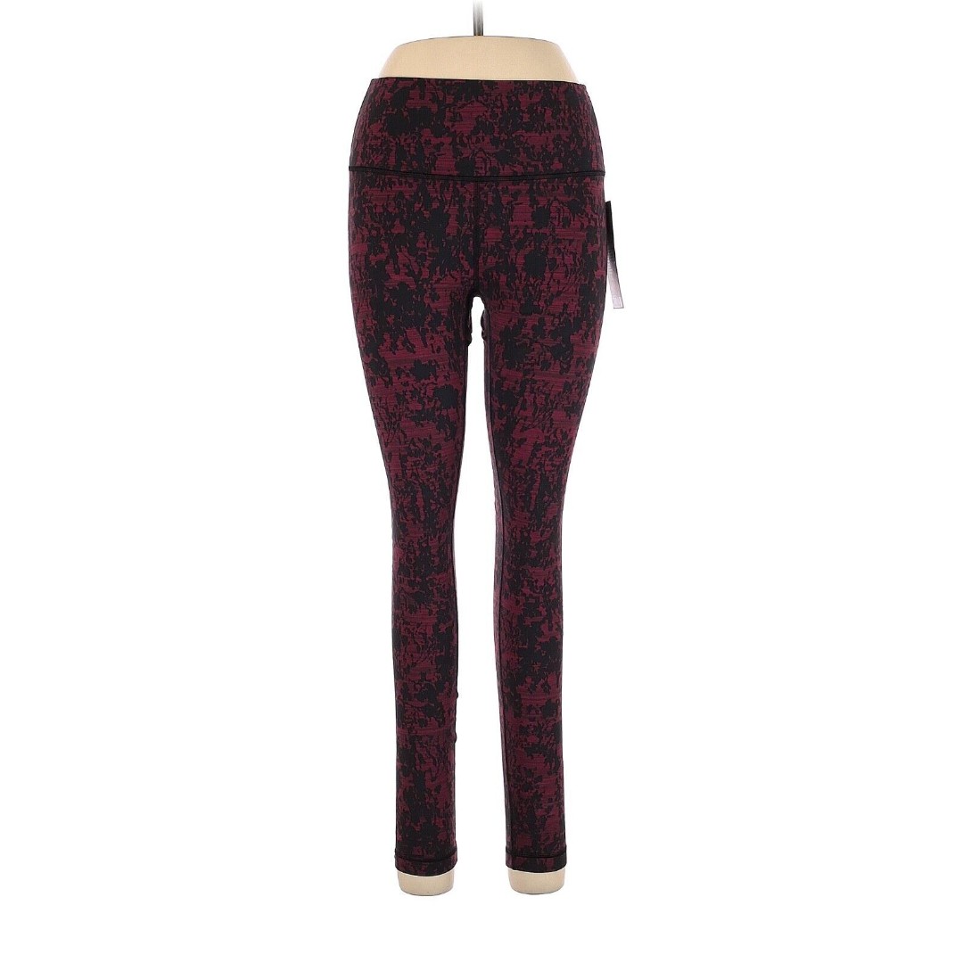 LULULEMON ATHLETICA Jacquard Garnet Black Wunder Under HR Tight Leggings - US 10