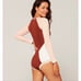L*Space Mod One Piece Full Swimsuit Melon Brown Ivory Size 10 NWT Zip Up