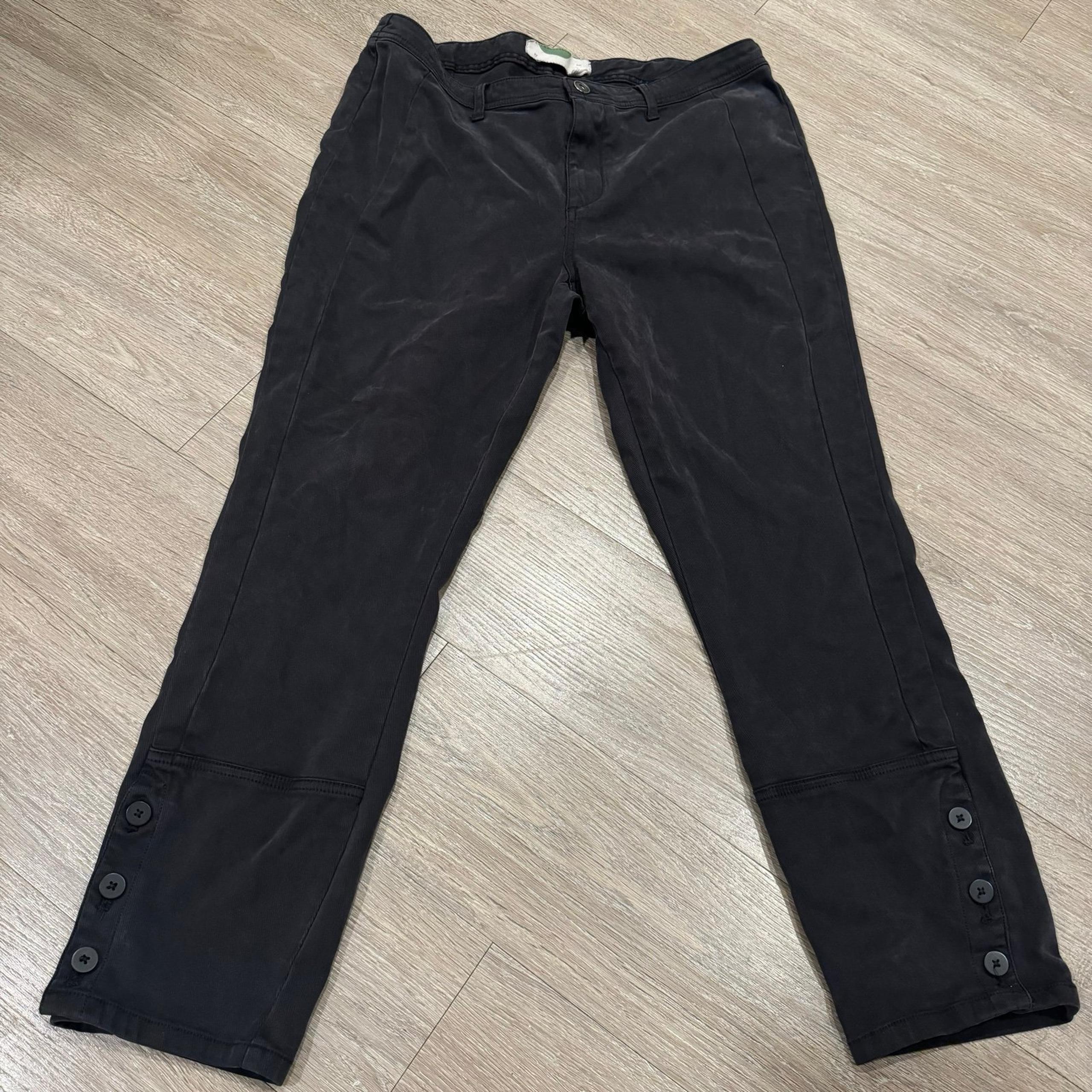 Anthropologie Women’s Black GrayWash Jean Pants Trousers Size 32 Buttons Casual