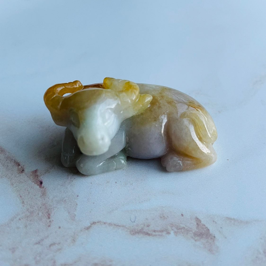Vintage Carved Chinese Jade Ox