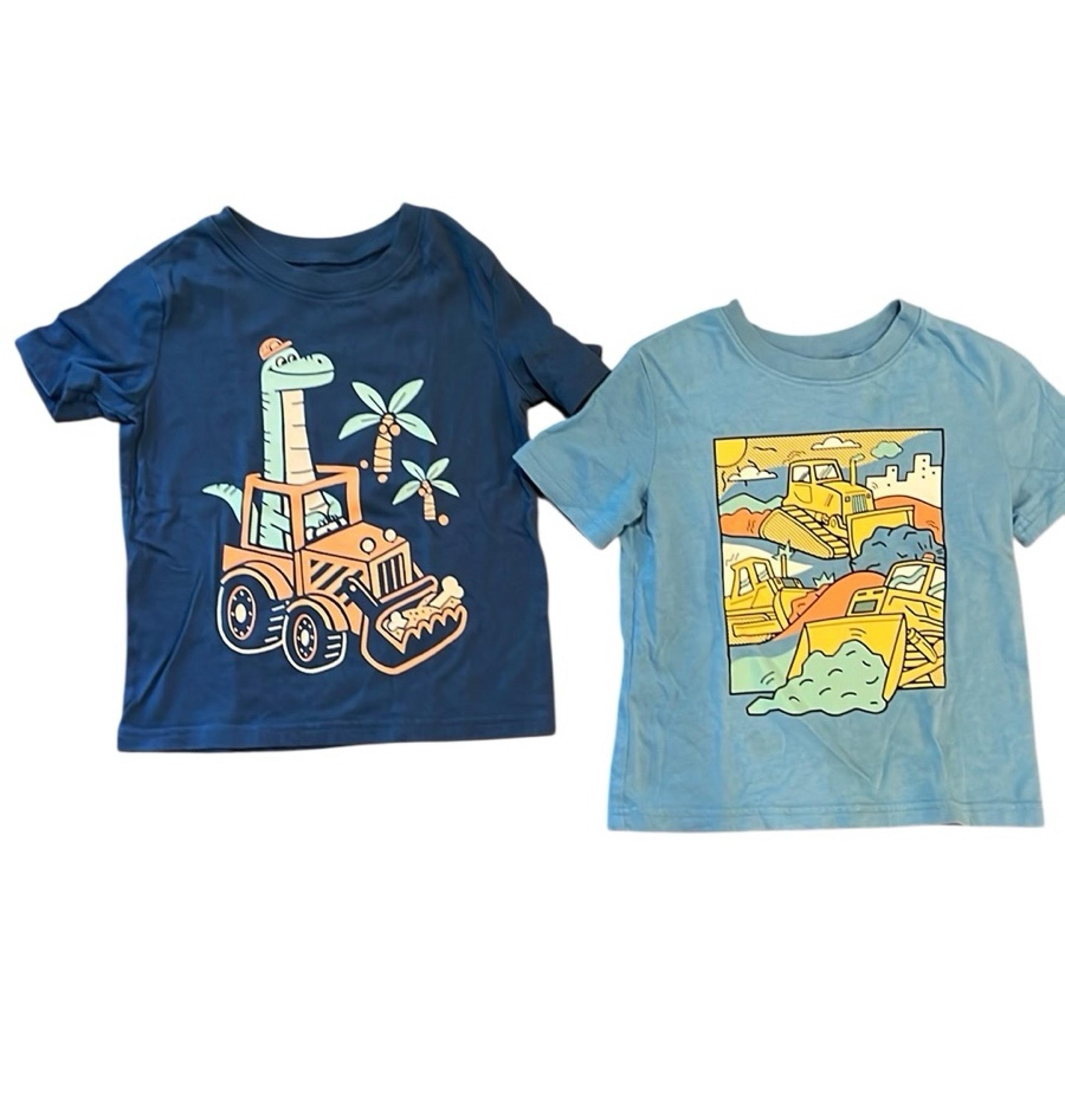 Two Blue Graphic Tees, Construction Themed Size 5T