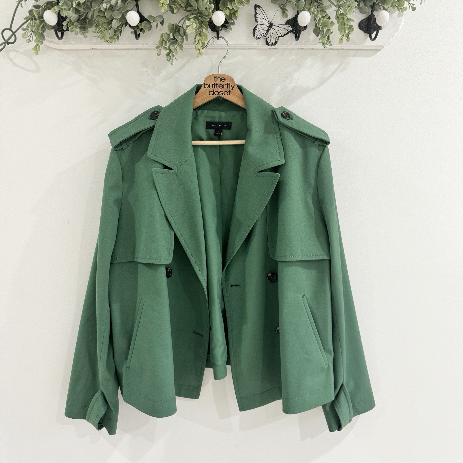Ann Taylor Green XL Pea Coat KD
