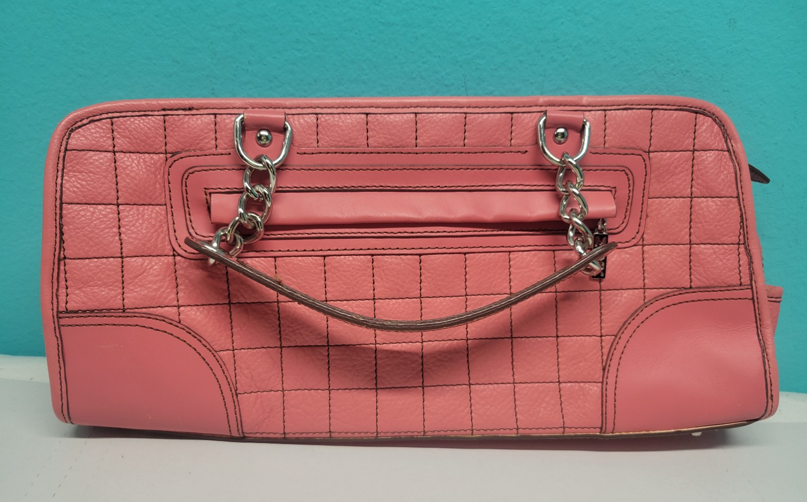 Maxx New York Handbag Pink Genuine Leather Chain Handles