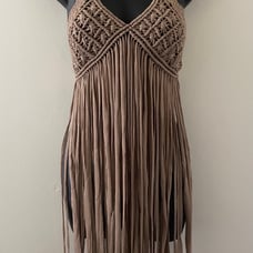 Fringe Knitted Halter Top Taupe!