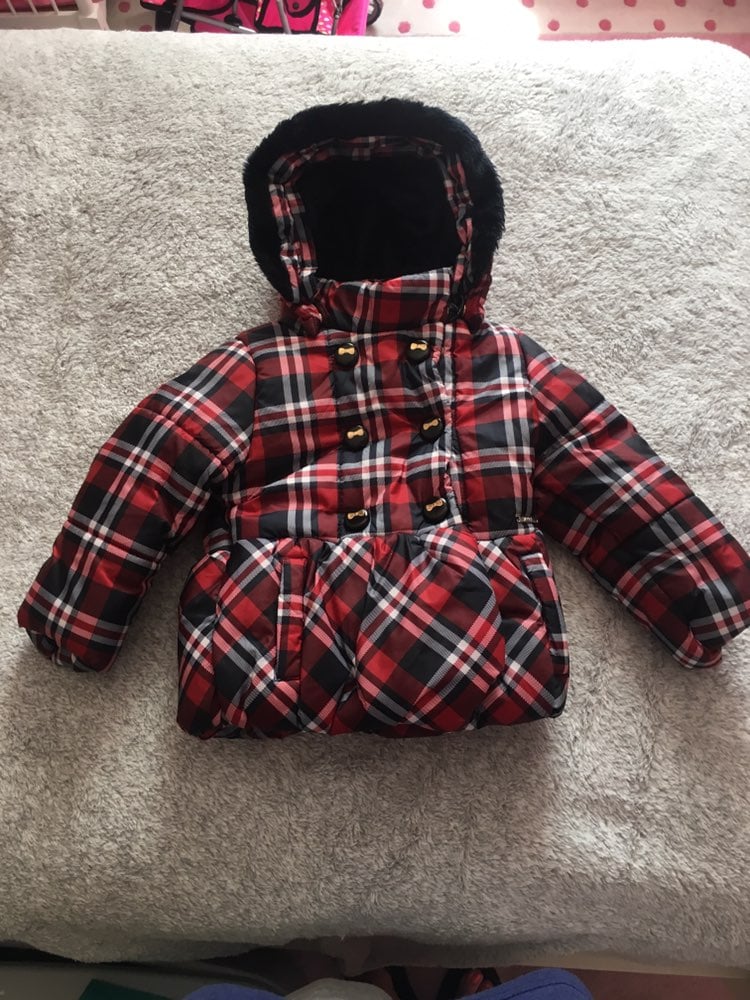 Mayoral Girl 3T Plaid Puffer Coat