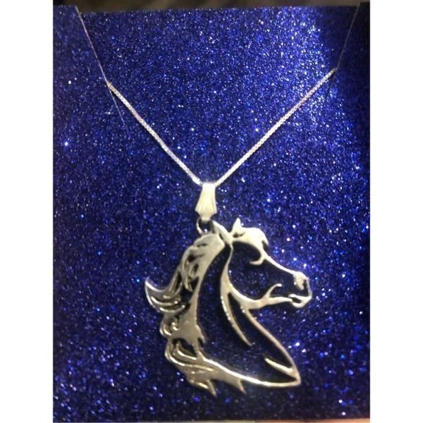 Necklace, Sterling Silver Arabian Horse Head Pendant, 18\