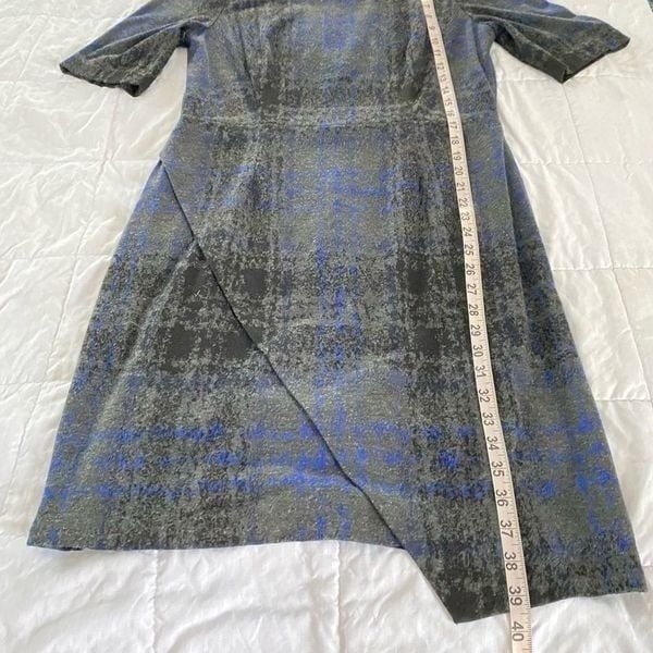 Betsey Johnson Women 12 Dress Plaid Gray Blue Asymmetrical