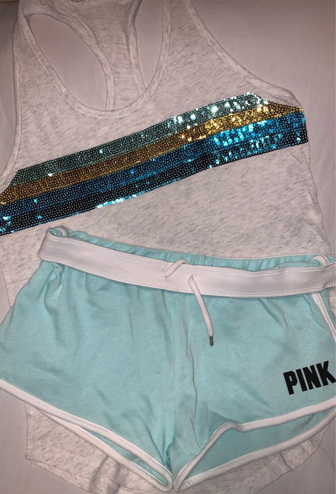 Pink S bling tank top & shorts