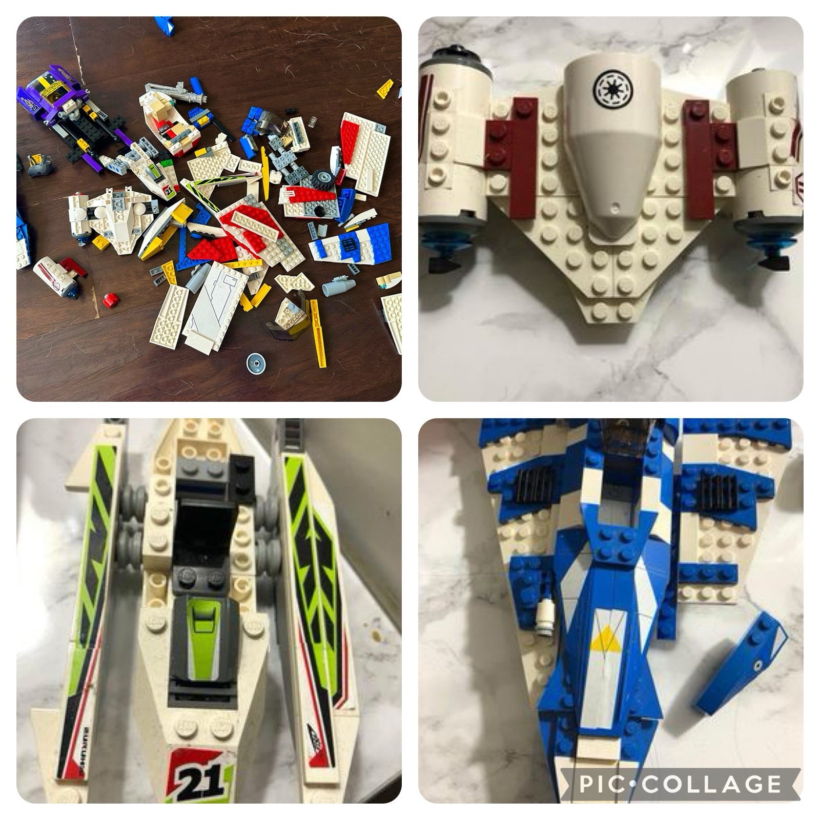 Lot of Box of Legos, Missing Pieces! Starwars Jedi Fighter, Speeder, World Racer