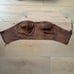 Venti6 brown strapless top high waisted pants in distressed leather microvelvet