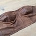 Venti6 brown strapless top high waisted pants in distressed leather microvelvet
