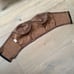 Venti6 brown strapless top high waisted pants in distressed leather microvelvet