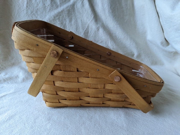 Vtg 1995 Longaberger Slanted Basket Vegetable Fruit w/ Liner