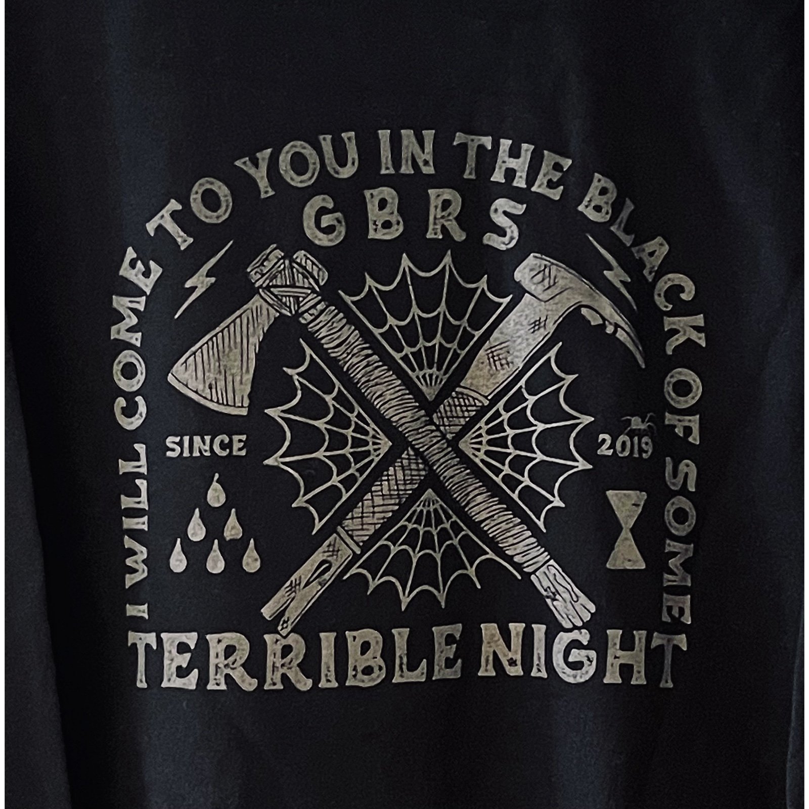 GBRS GROUP Terrible Night Mens Graphic Print Hoodie - detail