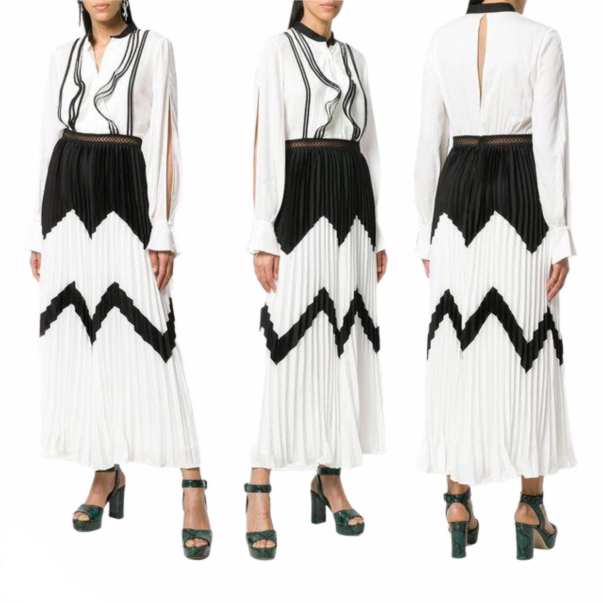Self-Portrait Pleated Zig-Zag Dress 4