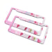 Brand New Universal 2PCS Anime Girl Poof Metal Pink License Plate Frame