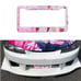 Brand New Universal 2PCS Anime Girl Poof Metal Pink License Plate Frame