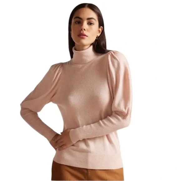 TED BAKER Aidabel Long Puff Sleeve Turtleneck Sweater Size S