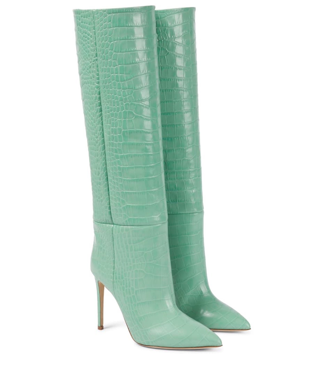Paris Texas Women's Green Croc-effect Leather Knee-high Boots