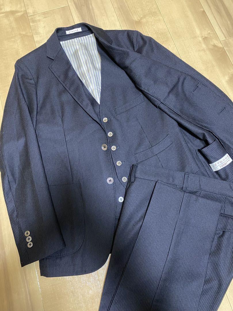 Excellent Condition★ETONNE Three-Piece Suit REDA Italian Fabric Shell Button