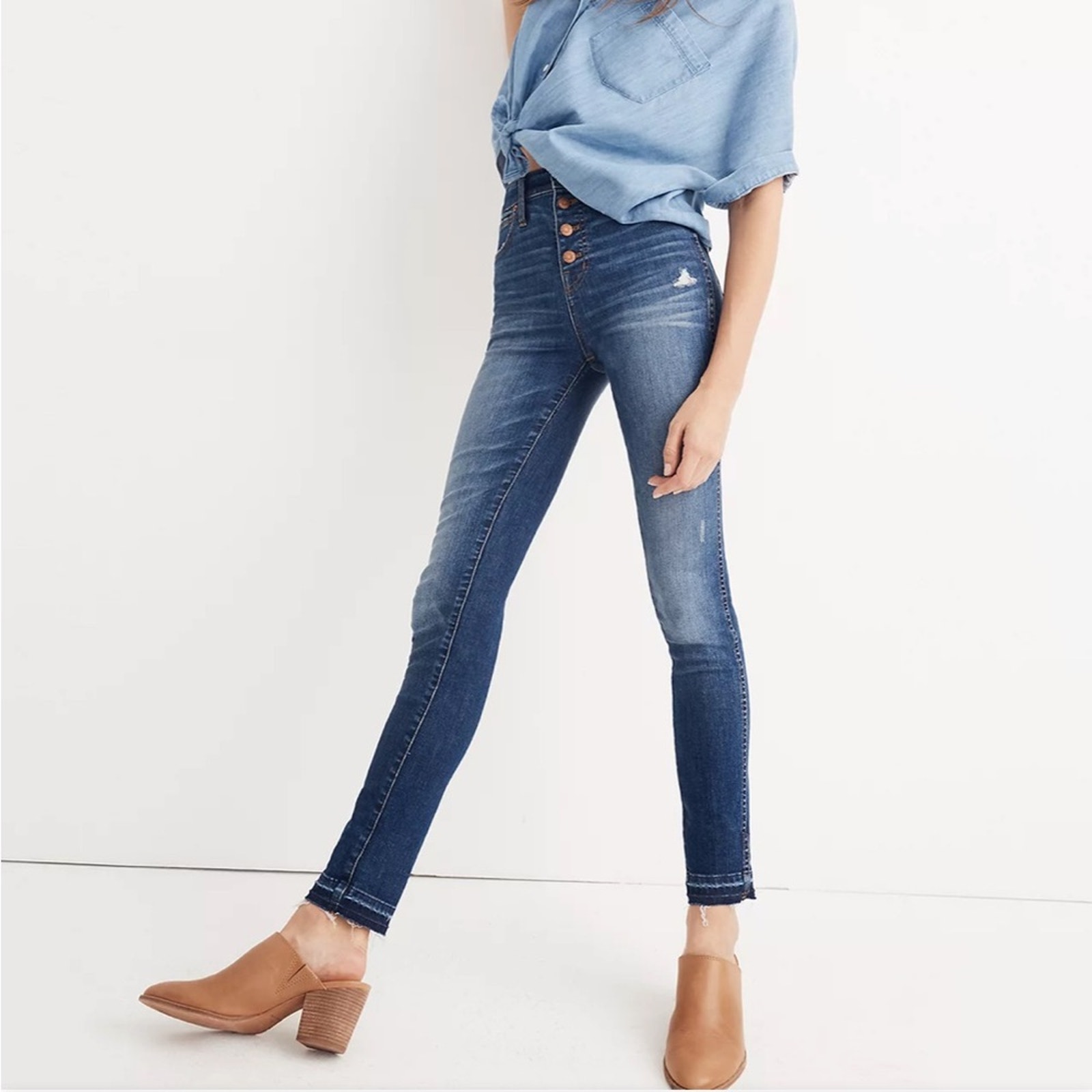 MADEWELL 10” High Rise Skinny Jeans: Drop-Hem Edition Size 27