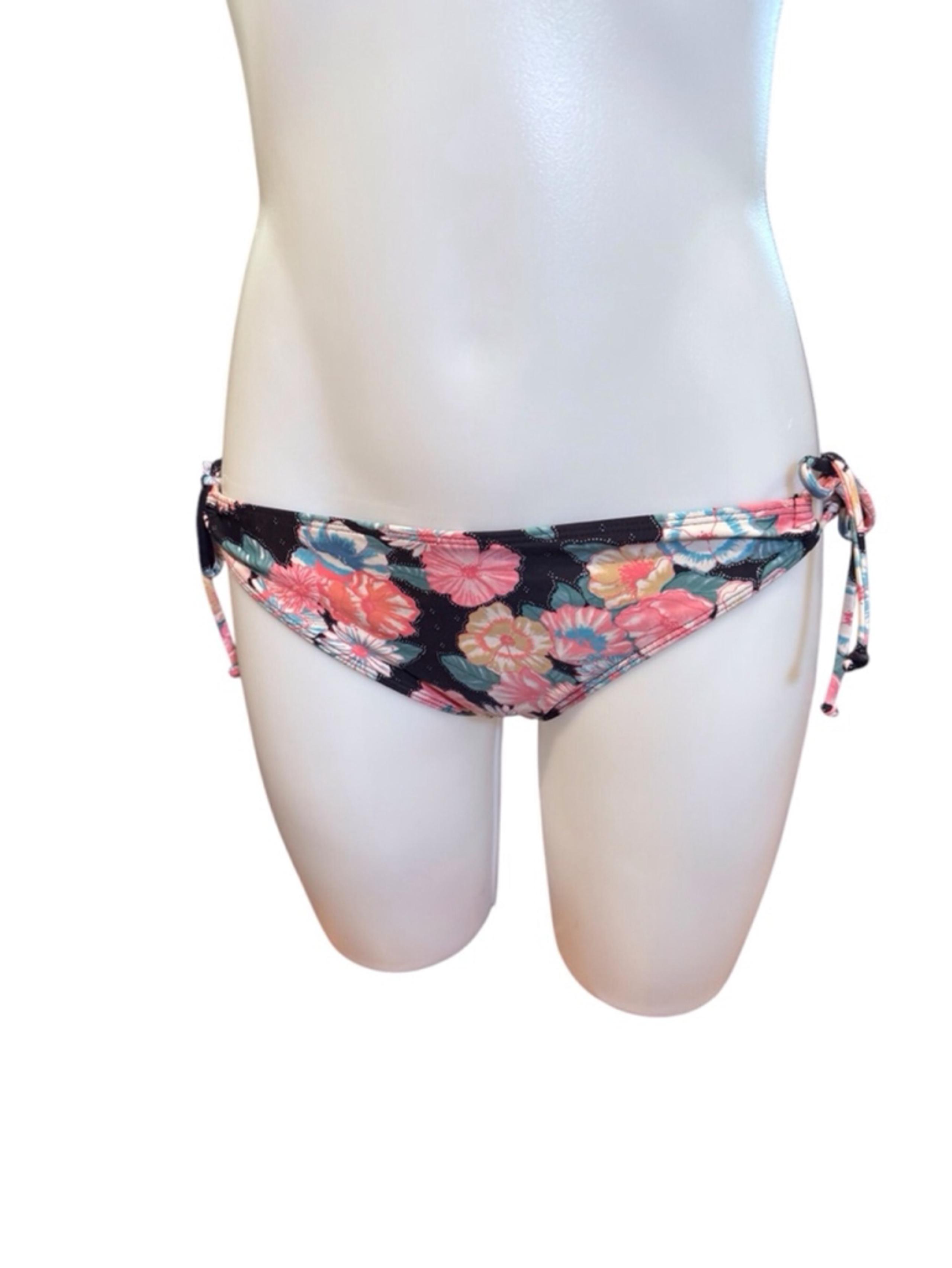Women's O'Neill Floral Bikini Bottom L Black Multi-color
