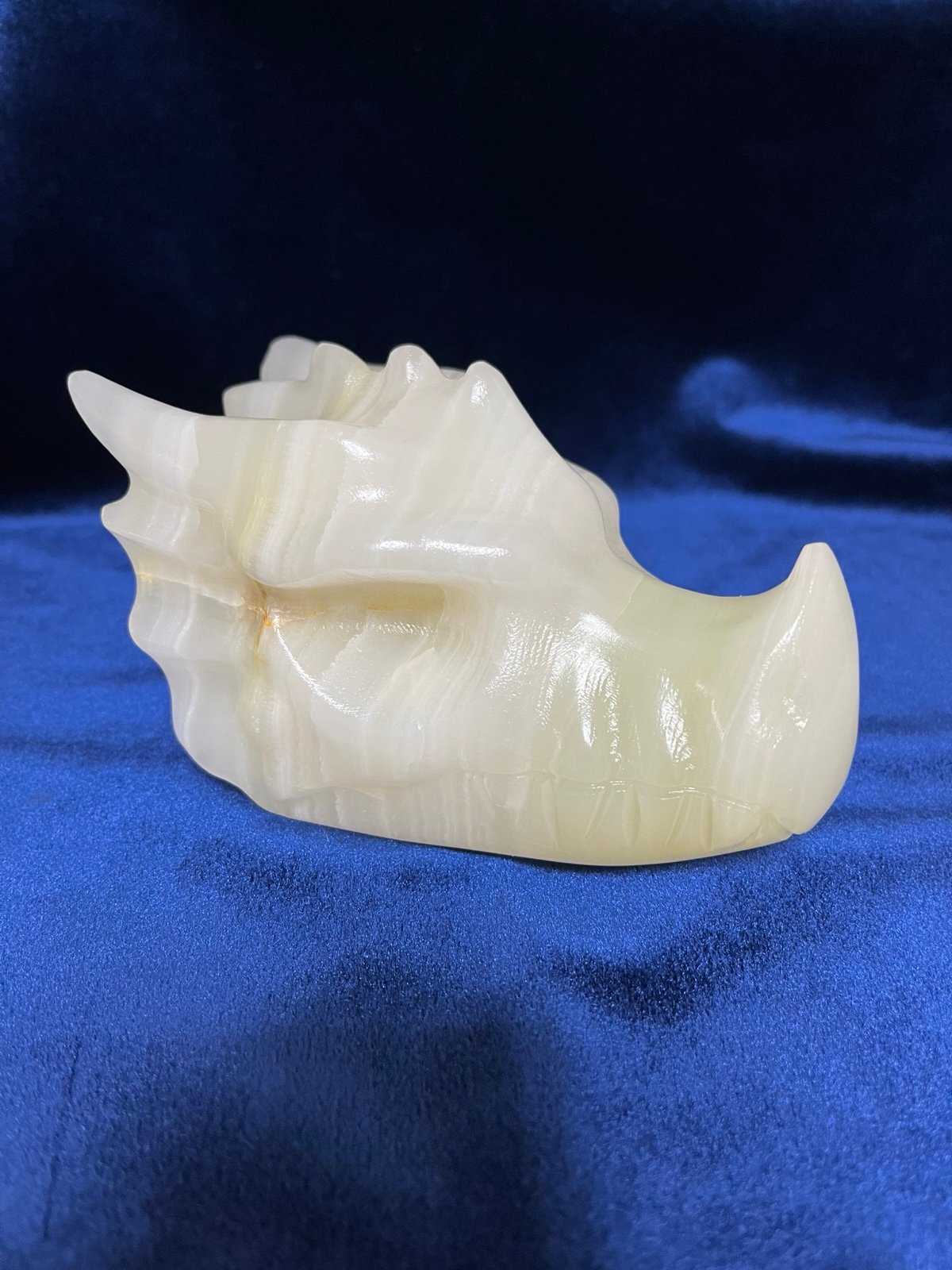 Beautiful Large Afghan Jade Dragon Skull Head Crystal Carving