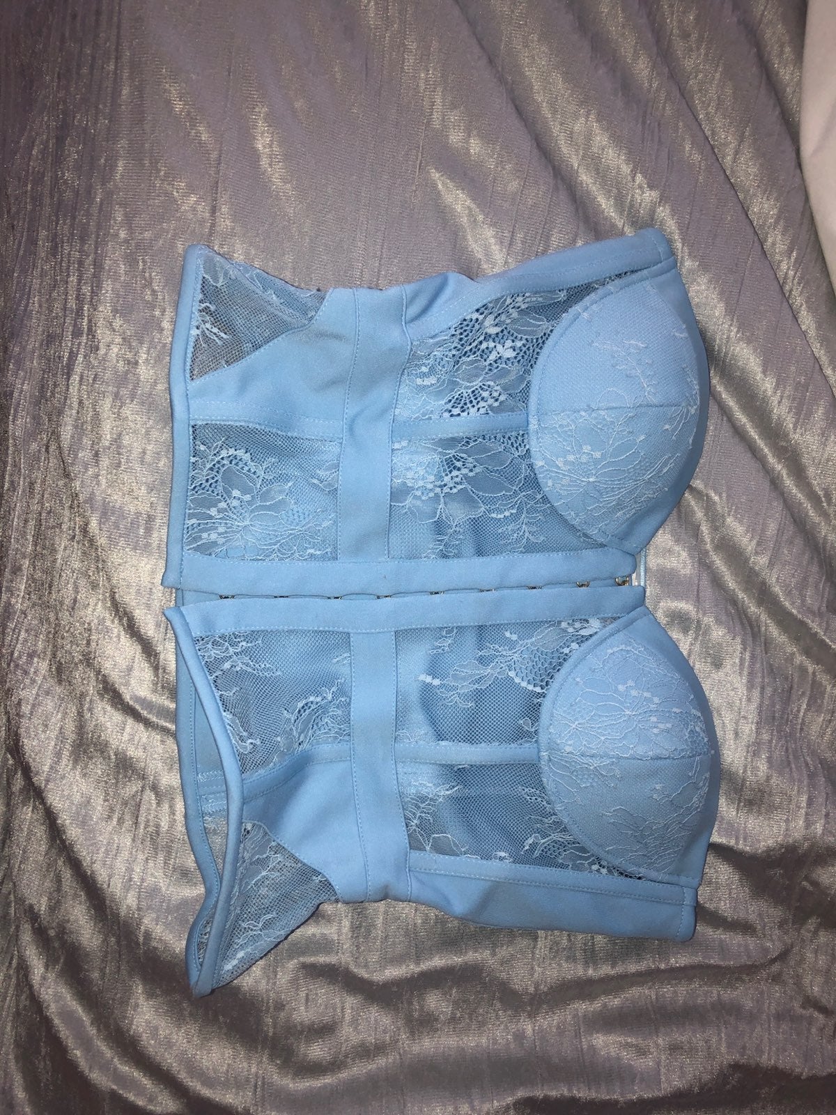 Baby blue lace corset