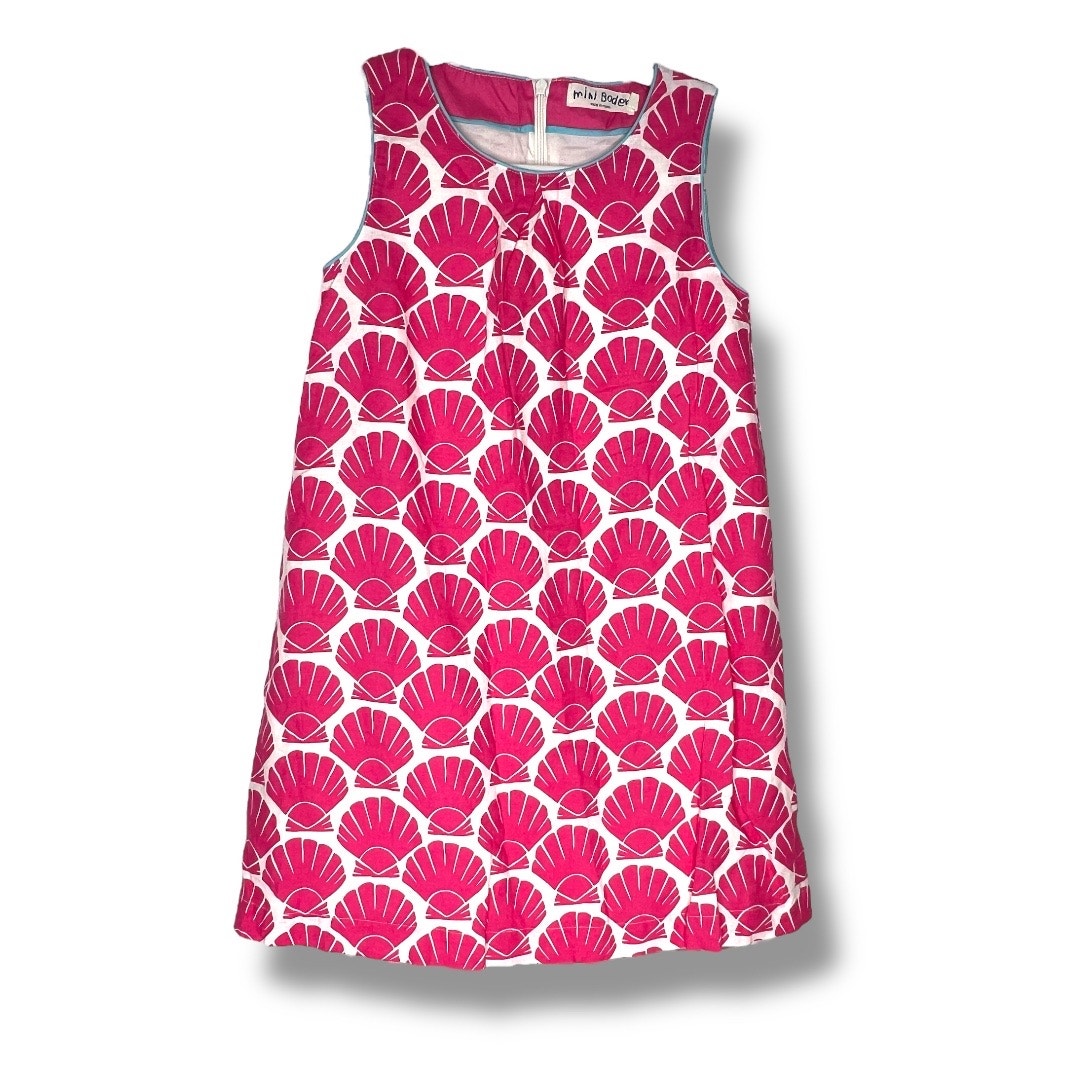 Girls Mini Boden Pink Seashell Sleeveless Dress Size 9 - 10y