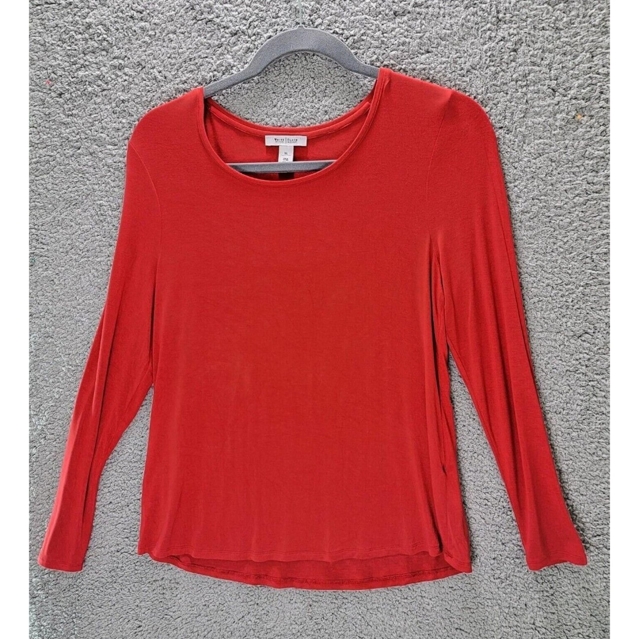 White House Black Market Tunic Top Women  XL Red Stretchy Knit Holiday Christmas