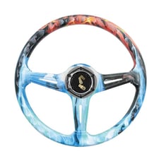 NEW JDM UNIVERSAL 350MM FIRE & WATER Acrylic Deep Dish 6 Holes Steering Wheel
