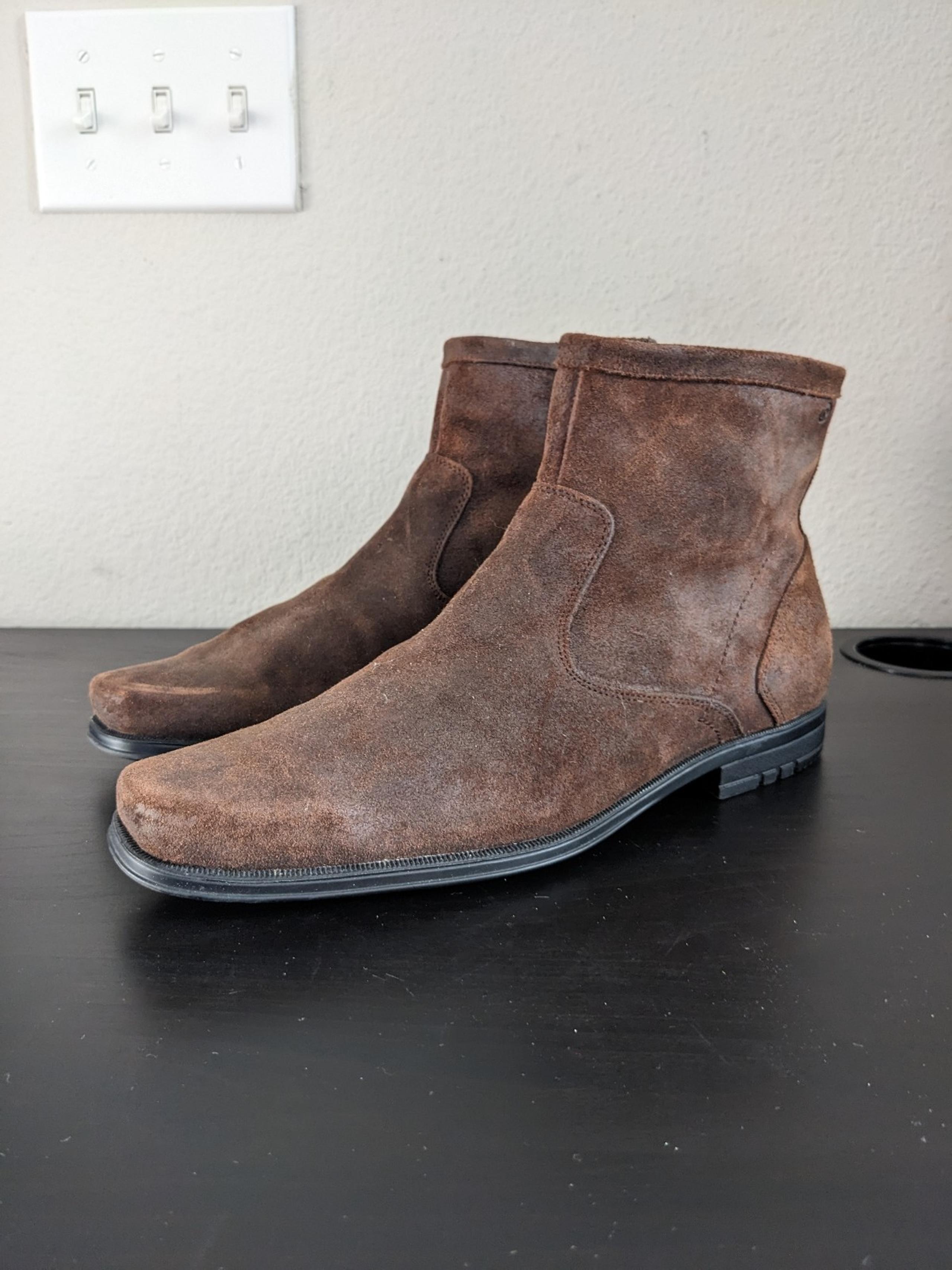 Men's Rockport Adiprene Chelsea Suede Zip Brown Boots SZ 9 - Adidas