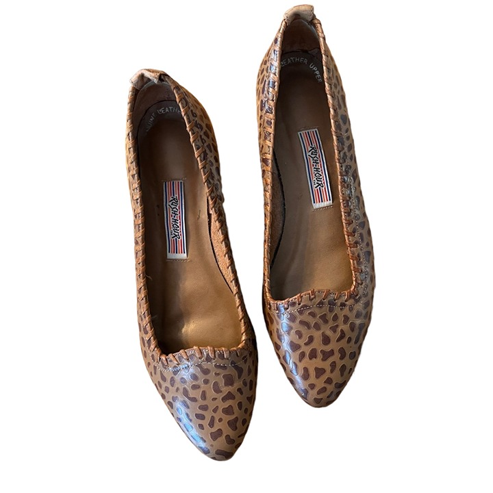 Vintage Rush Hour Animal Print Leather Heeled Loafers 9B