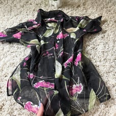 Floral button-down shirt with silky finish and casual feel