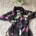 Floral button-down shirt with silky finish and casual feel