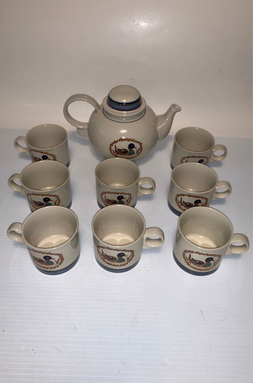Vintage Set of Epoch Noritake Teapot and Eight Matching Cups