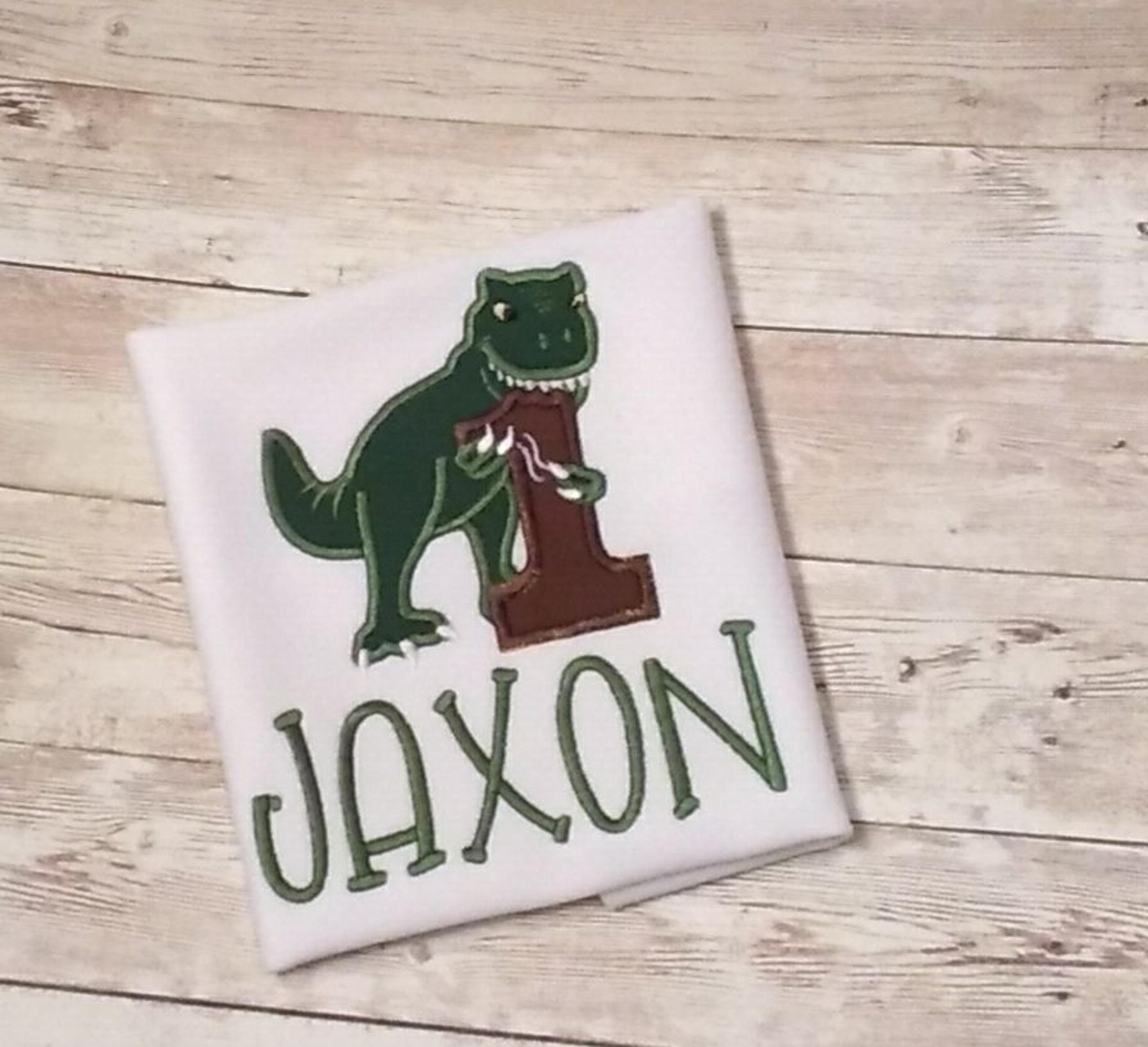 T-Rex Boys Embroidered Birthday Shirt - Customized & Personalized
