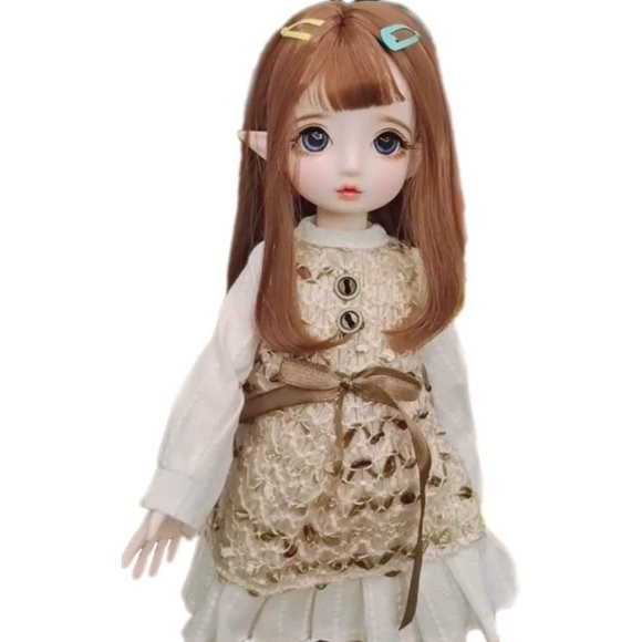 11.8 Inch Pretty Ball Jointed Doll with Clothes Outfit Shoes Wig Hair Makeup