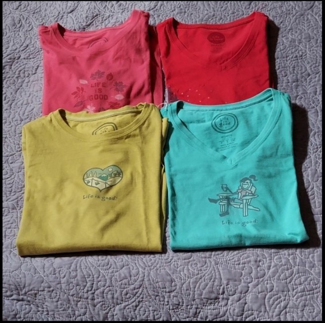 Life is Good® T-Shirt Bundle of 4 SMALL - 2 Long & 2 Short Sleeve EUC! STEAL!
